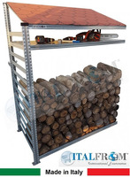 Legnaia Modulare ITALFROM® in Acciaio Zincato con Staffe a Parete - con Ripiano - Modulo Continuativ