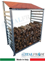 Legnaia Modulare ITALFROM® in Acciaio Zincato con Staffe a Parete - Modulo  Iniziale - Varie Misure 