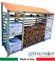 Legnaia Modulare ITALFROM® in Acciaio Zincato Autoportante - con 3 Ripiani Portaoggetti - Modulo  Co - 4