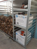 Legnaia Modulare ITALFROM® in Acciaio Zincato con Staffe a Parete - con 7 Ripiani Portaoggetti - Mod - 4