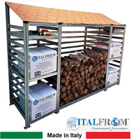 Legnaia Modulare ITALFROM® in Acciaio Zincato Autoportante - con 6 Ripiani Portaoggetti - Modulo  In