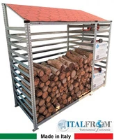 Legnaia Modulare ITALFROM® in Acciaio Zincato Autoportante - con 3 Ripiani Portaoggetti - Modulo  In