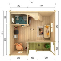 Chalet - Casa in Legno d' Abete Nordico(70mm) - cm 590x570 cm - ITALFROM103 - 2