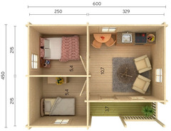 Chalet - Casa in Legno d' Abete Nordico(70mm) - cm 620x470 cm - ITALFROM106 - 2