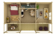 Chalet - Casa in Legno d' Abete Nordico(44mm) - cm 791x370(520) cm - ITALFROM107 - 2