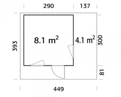 Chalet - Casa in Legno d' Abete Nordico(56mm) - cm 300x290 cm - ITALFROM 441 - 2