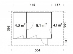 Chalet - Casa in Legno d' Abete Nordico(56mm) - cm 445x290 cm - ITALFROM 442 - 2