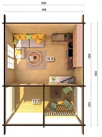 Chalet - Casa in Legno d' Abete Nordico(70mm) - cm 520x420 cm - ITALFROM 444 - 2