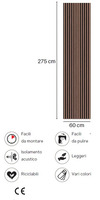 1 PZ - RIVESTIMENTO MURALE FONOASSORBENTE FLEX 60X275 CM ROVERE MIELE - 2