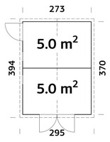 .Casetta da Giardino in Legno d' Abete Nordico(16mm) - 273x370 cm - 10,0 m² - Pavimento Incluso -ITA - 4