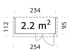 Annesso Casetta Addossata in Legno d' Abete Nordico(16mm) - cm 234X95 cm - ITALFROM112 - 2