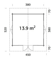 Casetta da Giardino in Legno d' Abete Nordico(34mm) - 380X380cm - 2