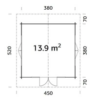 Casetta da Giardino in Legno d' Abete Nordico(34mm) - 380X380cm - 2