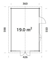 Casetta da Giardino in Legno d' Abete Nordico(44mm) - 360x550cm - 2