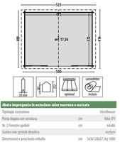 Casetta da Giardino Linda in Legno d' Abete Impregnata Color Marrone e Essiccato- 500X400 cm - ITALF - 2