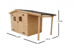 Casetta da Giardino Eden 2416 B in Legno Massello non Trattato + Legnaia - cm 336x160cm - ITALFROM 4 - 2