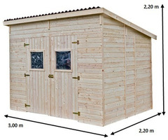Casetta da Giardino CD 2820 in Legno Massello non Trattato Tetto Mono Pendenza- cm 280x200cm - ITALF - 2