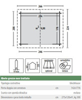 Casetta da Giardino in Legno d' Abete Nordico(19mm) - cm 246x200cm - Senza Pavimento - ITALFROM303 - 2