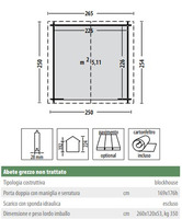 Casetta da Giardino in Legno d' Abete Nordico(28mm) - cm 250x250cm - Senza Pavimento - ITALFROM306 - 2