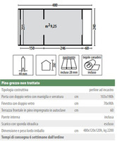 Casetta Camping Pod in Legno d' Abete Nordico(44mm) - cm 240x480cm - Pavimento incluso - ITALFROM320 - 2