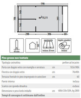 Casetta Camping Pod in Legno d' Abete Nordico(44mm) - cm 300x600cm - Pavimento incluso - ITALFROM321 - 2