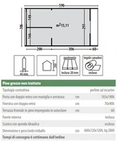 Casetta Camping Pod in Legno d' Abete Nordico(44mm) - cm 300x600cm - Pavimento incluso - ITALFROM321 - 2