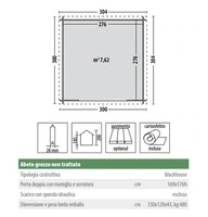 Casetta da Giardino in Legno d' Abete Nordico(28mm) - cm 300x300cm - Senza Pavimento - ITALFROM503 - 2