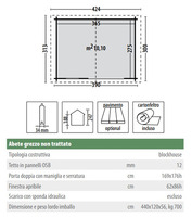 Casetta da Giardino in Legno d' Abete Nordico(34mm) - cm 390x300cm - Senza Pavimento - ITALFROM504 - 2