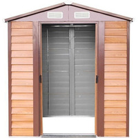 .Box Casetta Rimessa Ripostiglio per Giardino Lamiera Zincata Effetto Legno 152x193x203h - 2