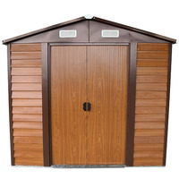 .Box Casetta  Rimessa Ripostiglio per Giardino Lamiera Zincata Effetto Legno 236x195x209h