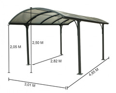 Carport/Tettoia per Auto in Alluminio e Policarbonato  - cm 485 X 300cm - 2