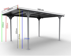 Carport/Tettoia in Alluminio e Policarbonato  - cm 500 X 294cm - 2
