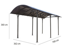 Carport/Tettoia Arrotondata per Furgoni e Camper in Alluminio e Policarbonato  - cm 360  x 760 cm - 2