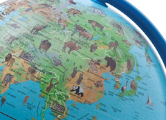 MAPPAMONDO MINI SAFARI  DIMENSIONI:  (DIAM. 16 cm) ( H 22cm)  CARTOGRAFIA RAPPRESENTATA DA ANIMALI - 2