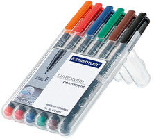 PENNARELLI INDELEBILI-COLORI ASSORTITI - STAEDTLER LUMOCOLOR 317 WP6 - PUNTA (M) MEDIA 1 mm - Conf. 