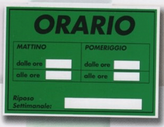 CARTELLI ORARIO CONF. 25 PEZZI VARI COLORI