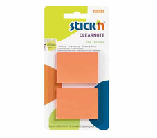 BLOCCHETTI MEMO ADESIVI  STICK'N TRASLUCIDI - mm 38X50 - 50 FOGLI X 2 - COLORE NEON -ARANCIO