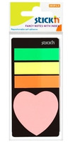 INDICIZZATORI PAGINE ADESIVI  STICK'N  mm45 x mm12 (25 FOGLI x 3) + MEMO CUORE - mm 44X44 - 20 FOGLI