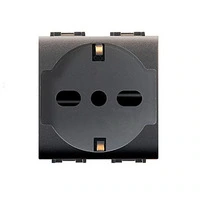 6 Pz- PRESA BIPASSO/SCHUKO Nero/Grigio/Bianco