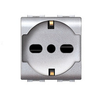 6 Pz- PRESA BIPASSO/SCHUKO Nero/Grigio/Bianco - 2