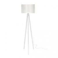Lampada da terra Rodi treppiede legno e paralume tessuto bianco