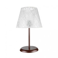 Lampada da tavolo Elva in metallo e paralume tessuto ricamo