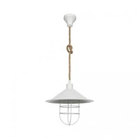 Lampada da soffitto Bulut metallo bianco e corda iuta