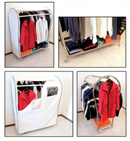 Guardaroba su Ruote in Acciaio Inox con Copertura in Plastica - 3