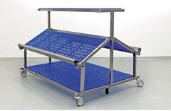 BANCARELLA MOBILE IN  INOX  E   PIANI IN PLASTICA  L=900 mm