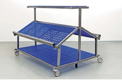 BANCARELLA MOBILE IN  INOX  E   PIANI IN PLASTICA  L=900 mm