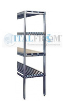 SPALLA PER SCAFFALATURE INOX H 200 X 50 CM ,COMPLETA DI TRAVERSINI E BASI ,PORTATA 2500 Kg