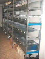 Scaffalatura per minuterie, completa, lunghezza 1,5 metri , altezza 2,00 mt, profondità 40 cm con 4 - 4