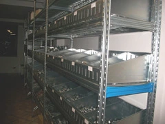 Scaffalatura per minuterie, completa, lunghezza 2,40 metri , altezza 2,00 mt, profondità 40 cm con 4 - 4