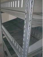 Scaffalatura per minuterie, completa, lunghezza 4,5 metri , altezza 2,00 mt, profondità 40 cm con 4 - 4